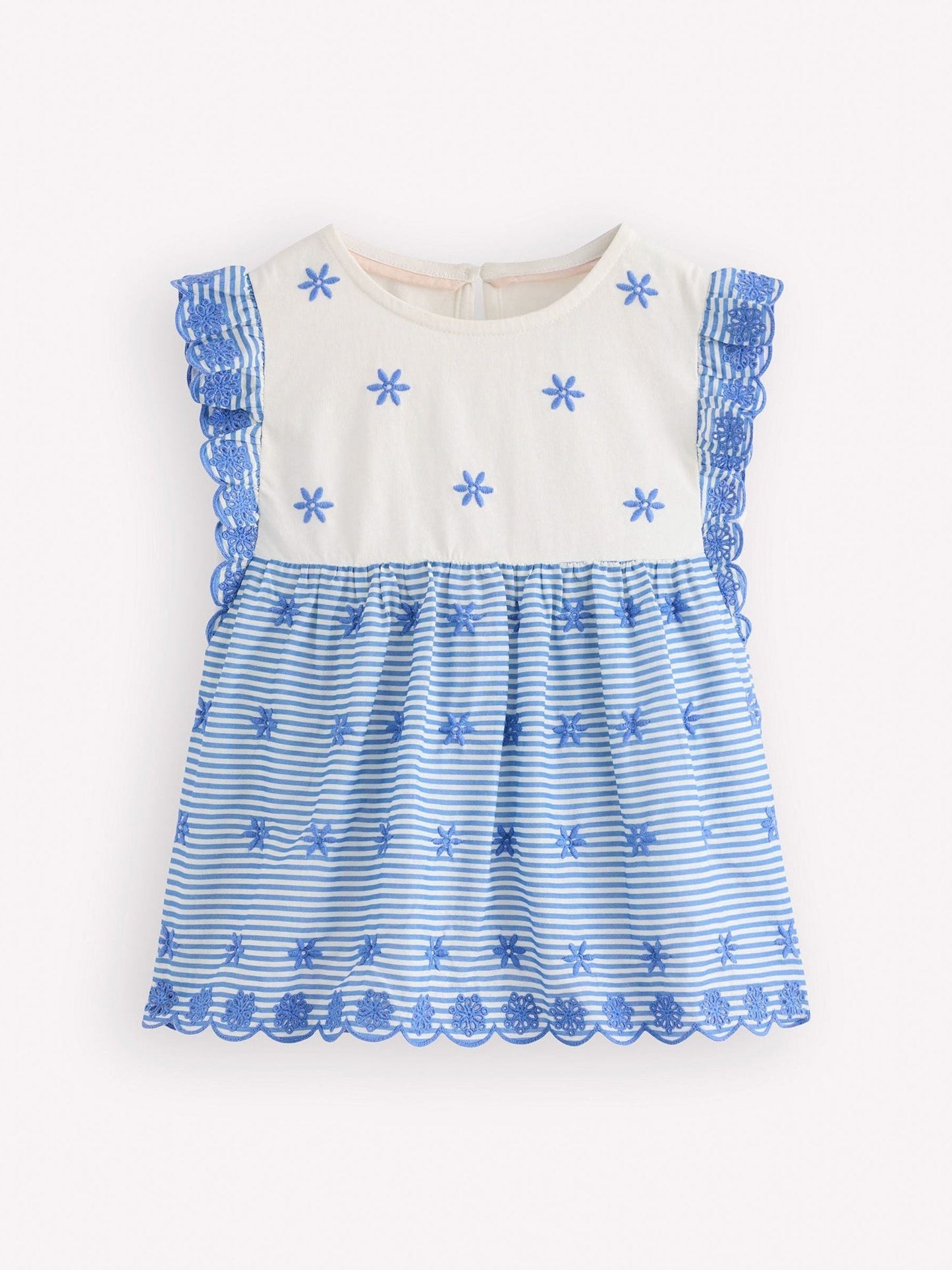 Dsiney Kidz - Boden Blue Fabric Mix Broderie Top image 1