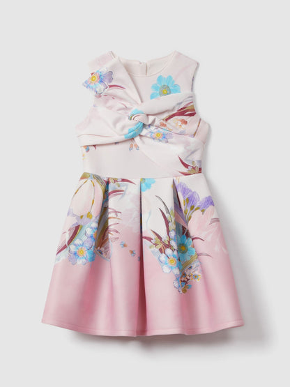 Dsiney Kidz - Reiss Pink Marti 4-9 yrs Floral Scuba Twist Fit-and-Flare Dress image 2