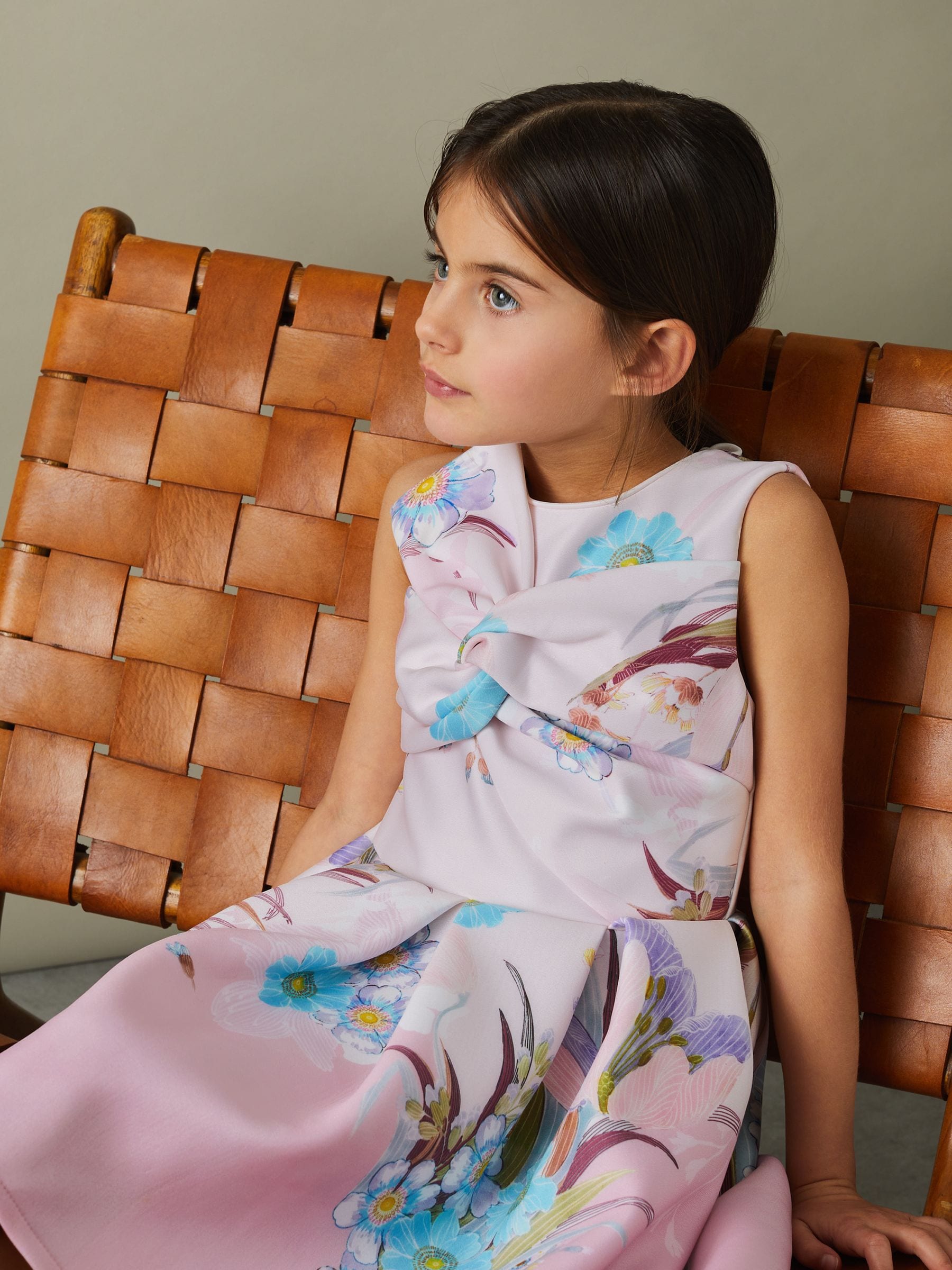 Dsiney Kidz - Reiss Pink Marti 4-9 yrs Floral Scuba Twist Fit-and-Flare Dress image 3