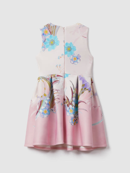 Dsiney Kidz - Reiss Pink Marti 4-9 yrs Floral Scuba Twist Fit-and-Flare Dress image 4