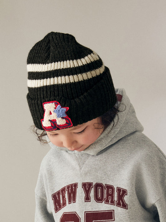 Navy Blue Varsity Beanie Hat (1-16yrs) image 3