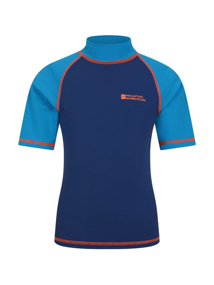 Mountain Warehouse Blue Short Sleeved Kids Rash Vest image 1