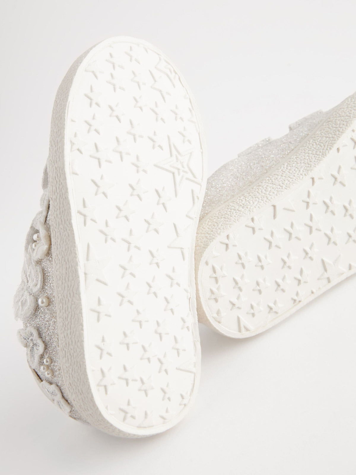 White Glitter Wide Fit (G) Butterfly Touch Fasten Strap Trainers image 4