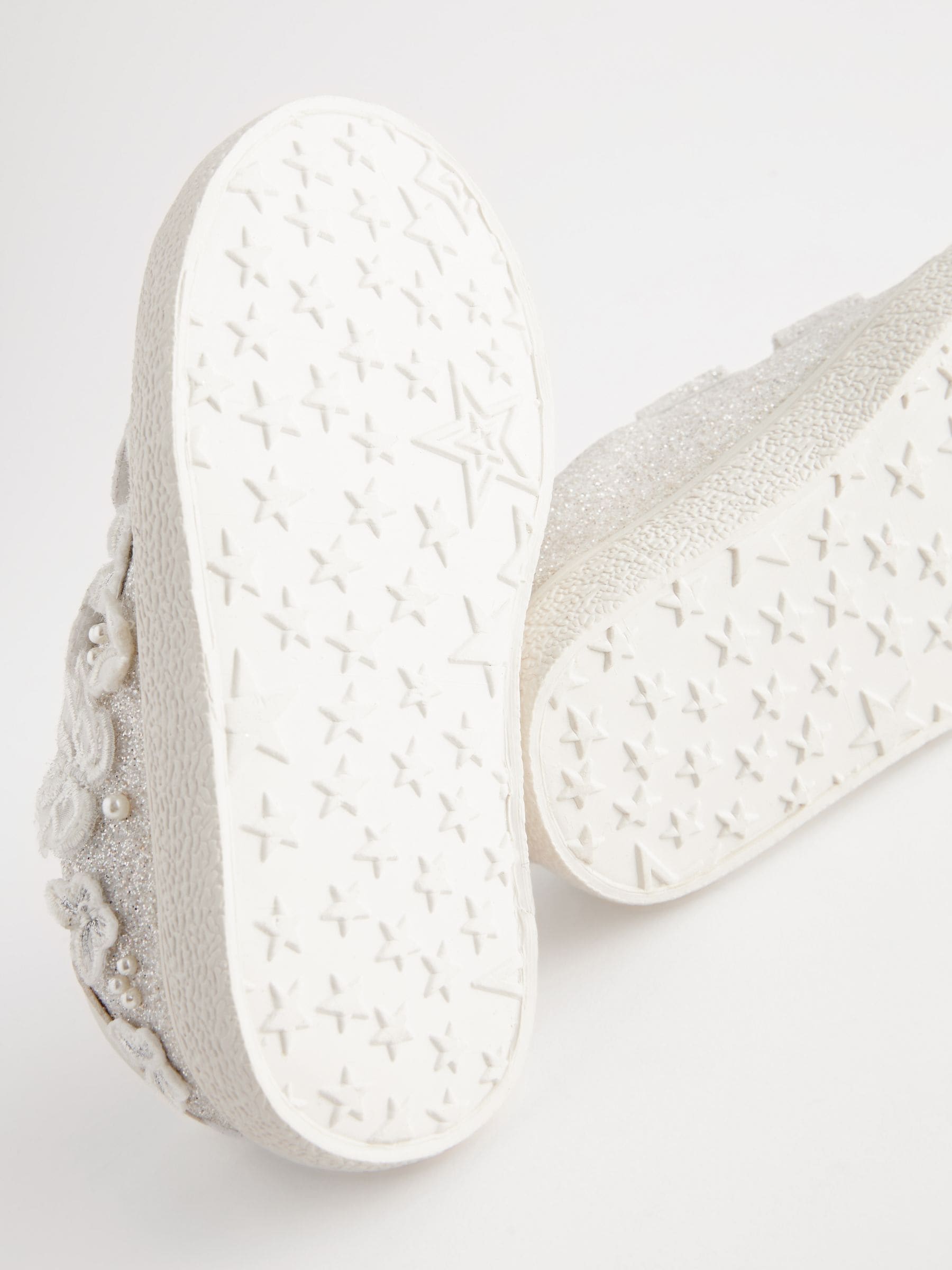 White Glitter Wide Fit (G) Butterfly Touch Fasten Strap Trainers image 4
