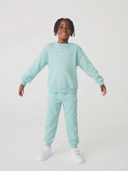 Nike Green Little Kids Essential Marl Crew Tracksuit Set image 1