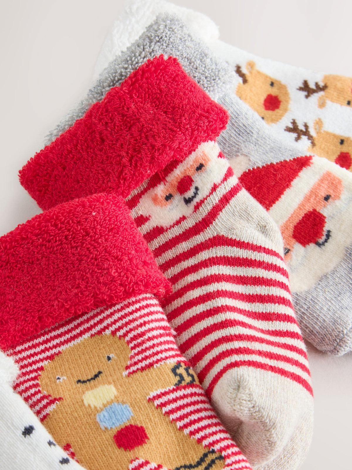 Dsiney Kidz - Red Christmas Roll Top Baby Socks 5 Pack image 3
