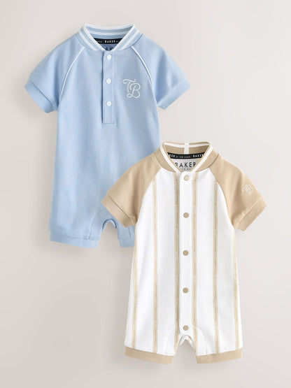 Baker by Ted Baker Blue/Stone Varsity Rompers 2 Pack