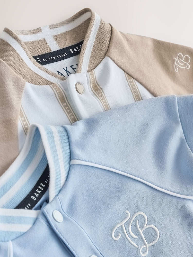 Baker by Ted Baker Blue/Stone Varsity Rompers 2 Pack
