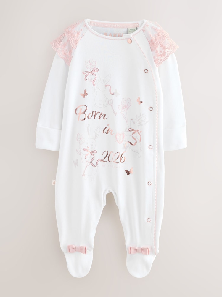 Baker by Ted Baker Born In 2026 Bunny White Sleepsuit
