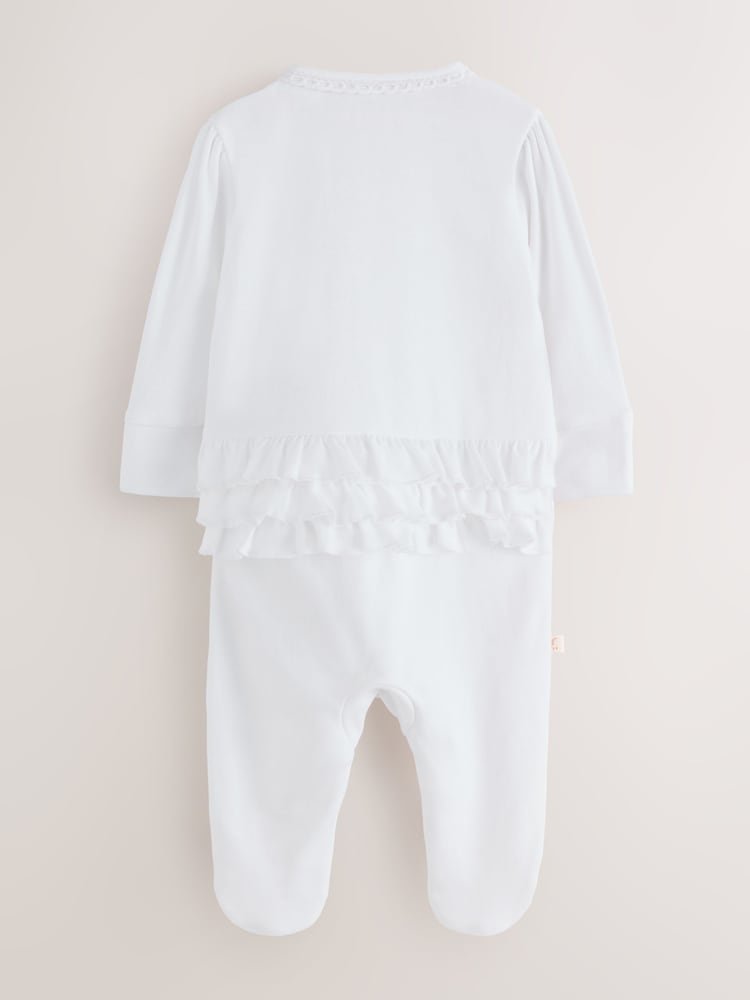 Baker by Ted Baker Flower Placement White Sleepsuit & Hat Set