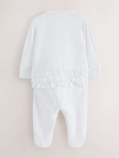 Baker by Ted Baker Flower Placement White Sleepsuit & Hat Set