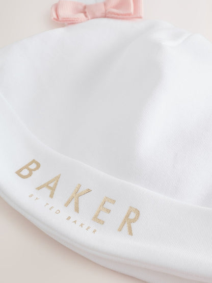 Baker by Ted Baker Flower Placement White Sleepsuit & Hat Set