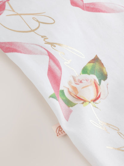 Baker by Ted Baker Flower Placement White Sleepsuit & Hat Set