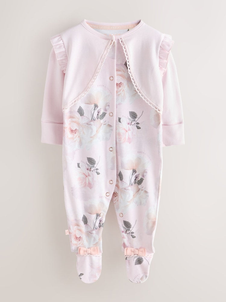 Baker by Ted Baker Pink Overlay Floral Sleepsuit