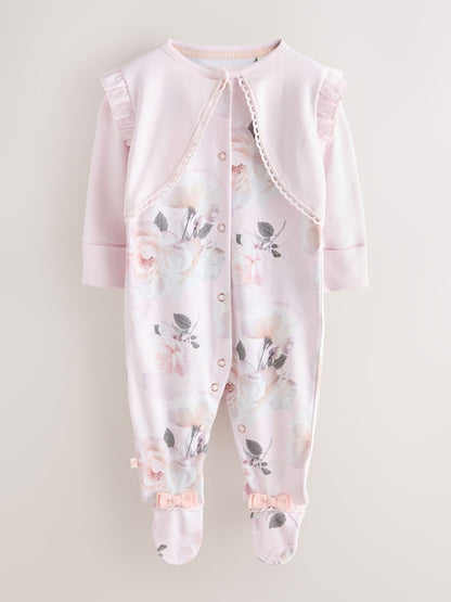 Baker by Ted Baker Pink Overlay Floral Sleepsuit