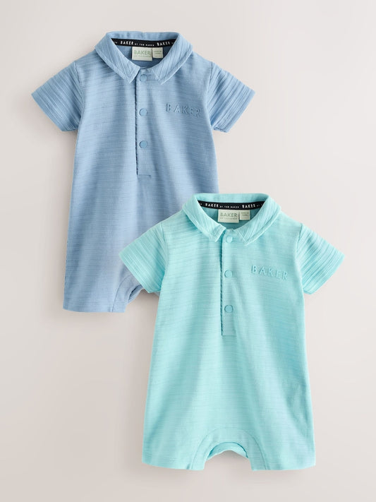 Baker by Ted Baker Textured Blue Rompers 2 Pack