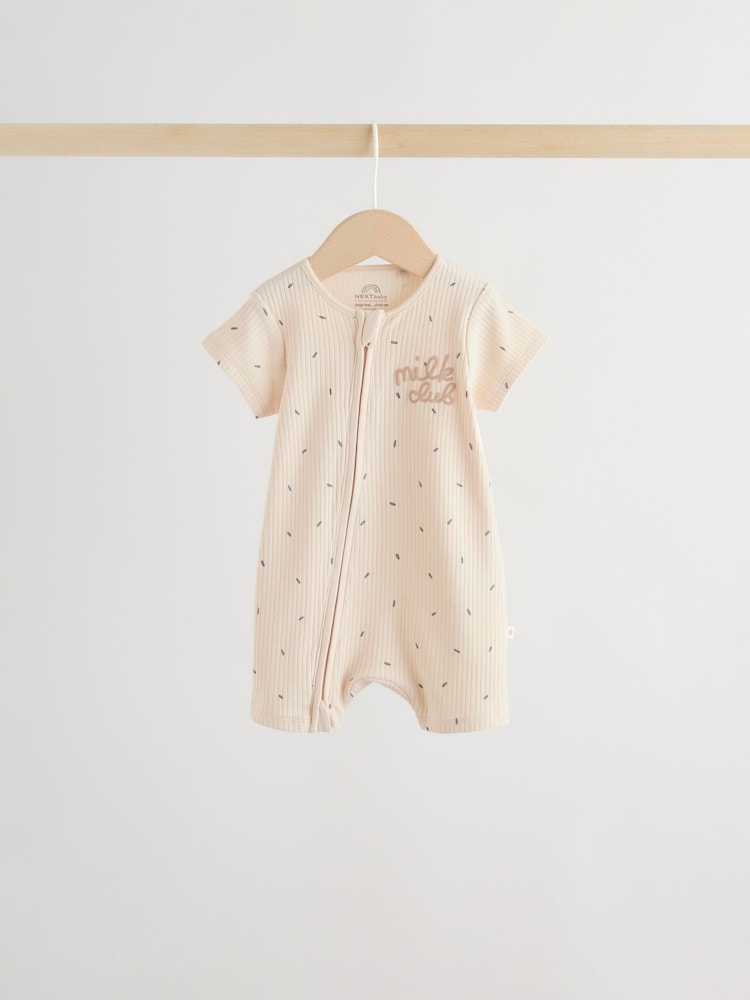 Beige Two Way Zip Baby Rompers 3 Pack Immediate