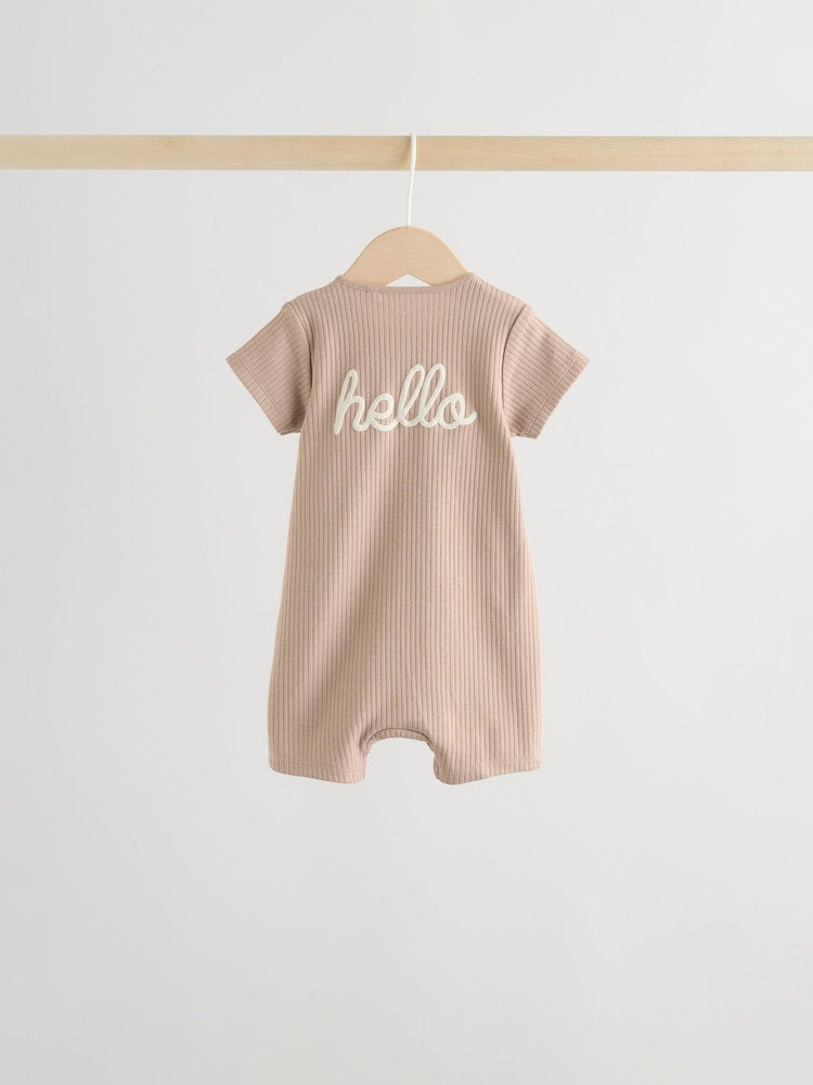 Beige Two Way Zip Baby Rompers 3 Pack Immediate