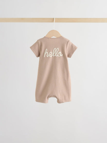 Beige Two Way Zip Baby Rompers 3 Pack Immediate