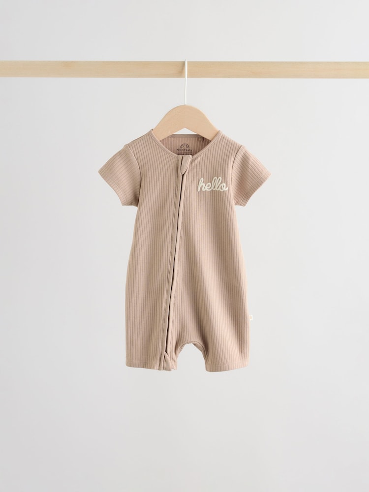 Beige Two Way Zip Baby Rompers 3 Pack Immediate