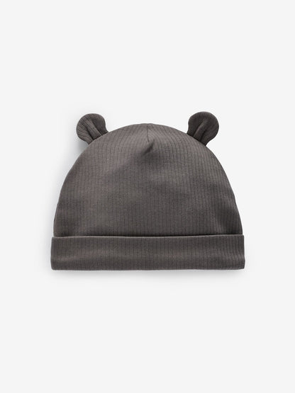 Black/White Bear Ear Beanie Baby Hats 3 Pack (0-18mths)