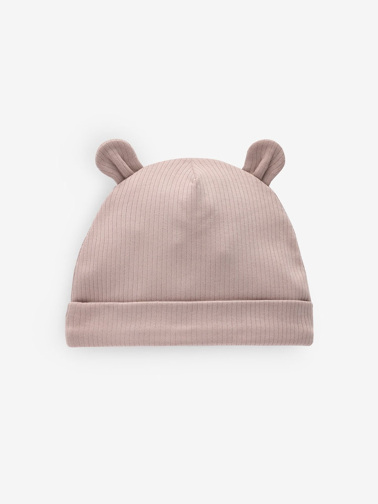 Black/White Bear Ear Beanie Baby Hats 3 Pack (0-18mths)