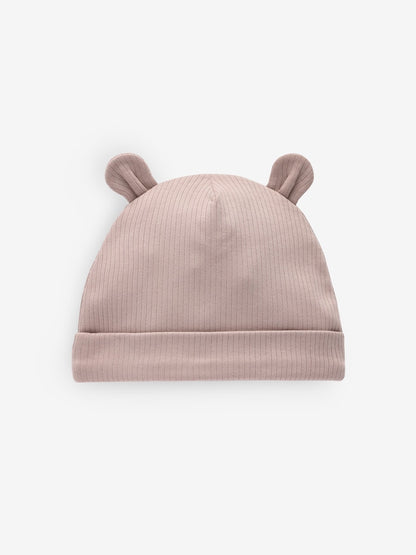 Black/White Bear Ear Beanie Baby Hats 3 Pack (0-18mths)