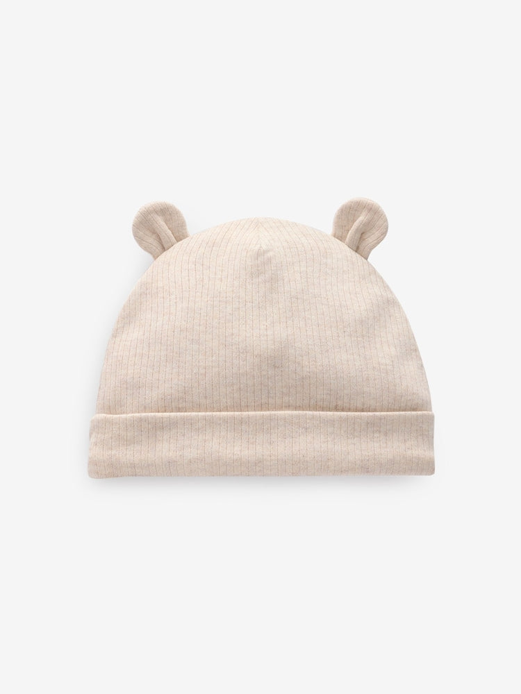 Black/White Bear Ear Beanie Baby Hats 3 Pack (0-18mths)