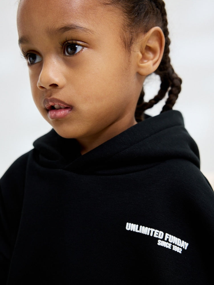 Black Slogan Hoodie and Joggers Set Immediate