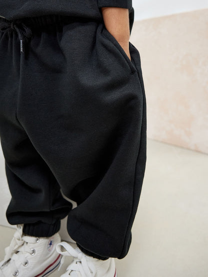 Black Slogan Hoodie and Joggers Set Immediate