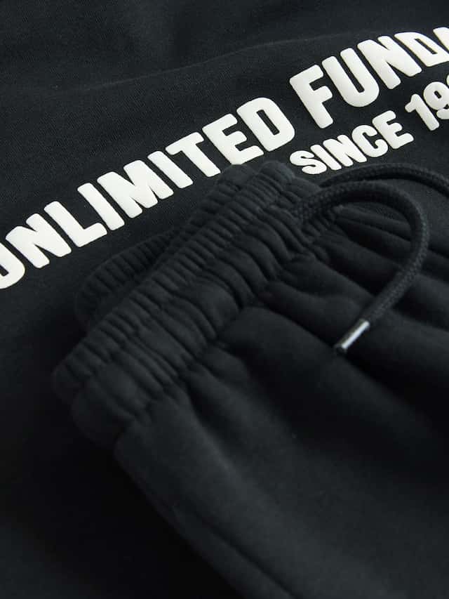 Black Slogan Hoodie and Joggers Set Immediate