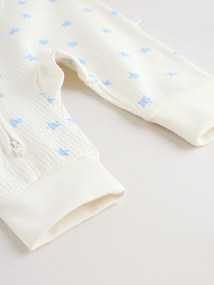 Blue/Green Star Milk Club Two Way Zip Baby Sleepsuits 3 Pack (0mths-3yrs)