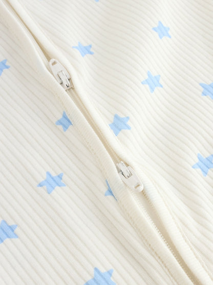 Blue/Green Star Milk Club Two Way Zip Baby Sleepsuits 3 Pack (0mths-3yrs)