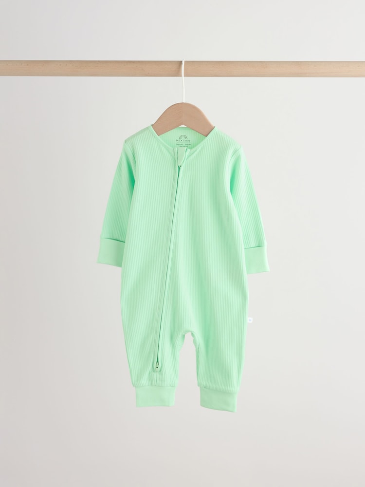 Blue/Green Star Milk Club Two Way Zip Baby Sleepsuits 3 Pack (0mths-3yrs)