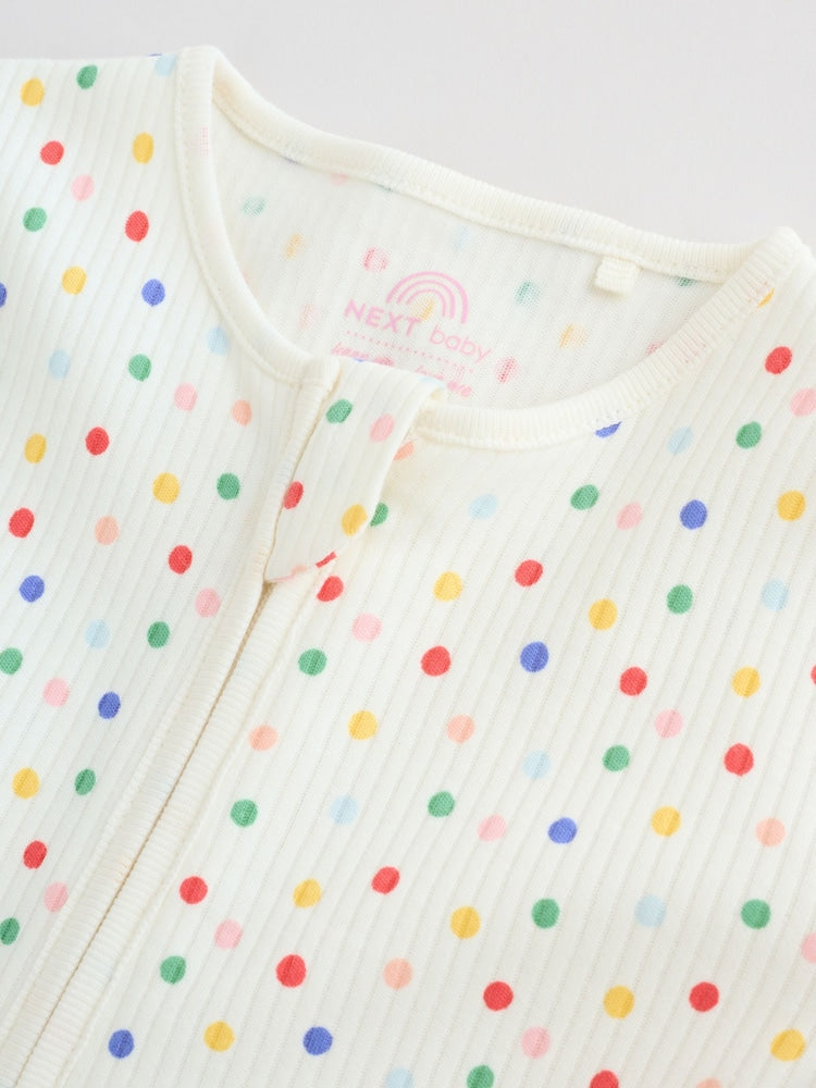 Blue/White Two Way Zip Baby Sleepsuit 3 Pack (0mths-2yrs)