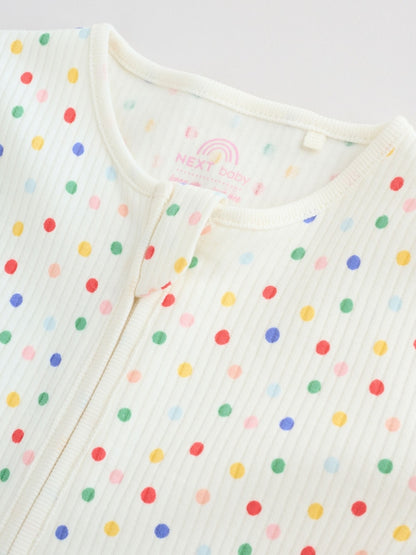 Blue/White Two Way Zip Baby Sleepsuit 3 Pack (0mths-2yrs)