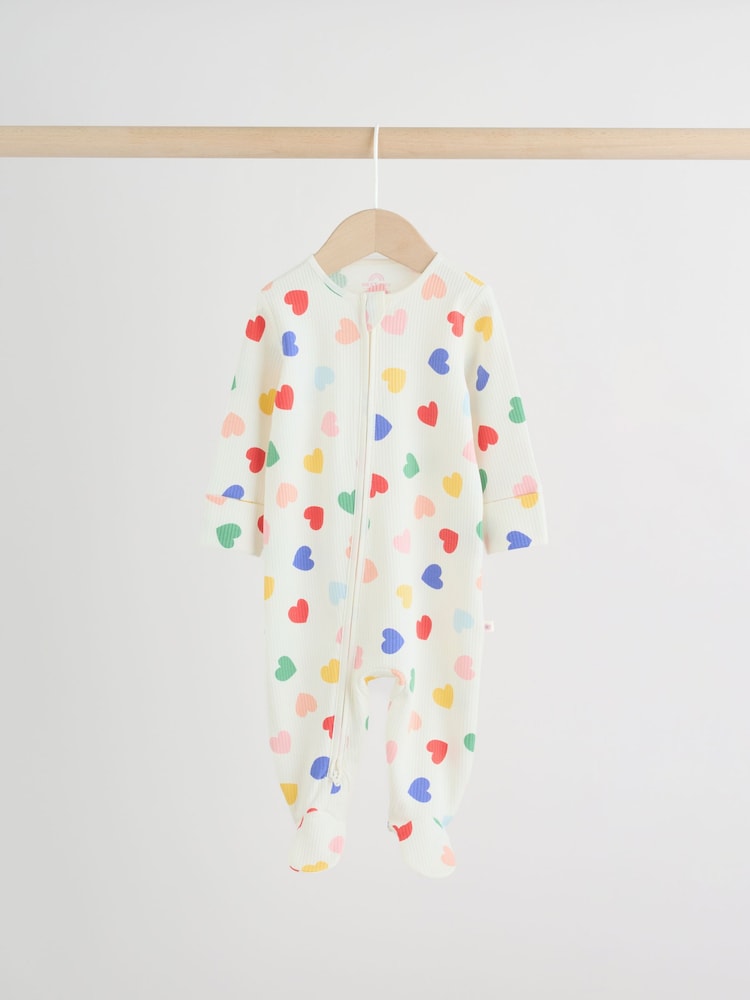 Blue/White Two Way Zip Baby Sleepsuit 3 Pack (0mths-2yrs)