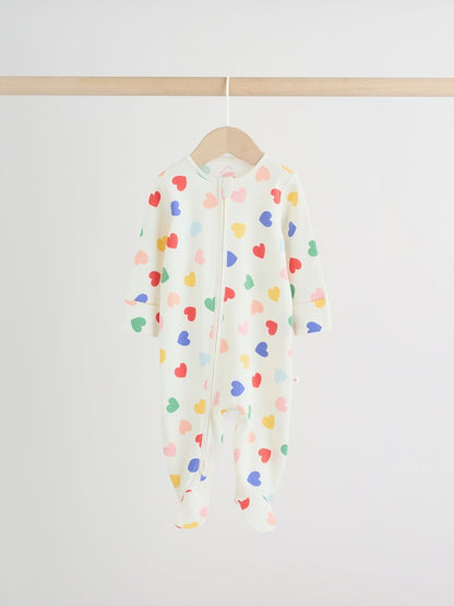 Blue/White Two Way Zip Baby Sleepsuit 3 Pack (0mths-2yrs)