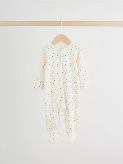 Blue/White Two Way Zip Baby Sleepsuit 3 Pack (0mths-2yrs)