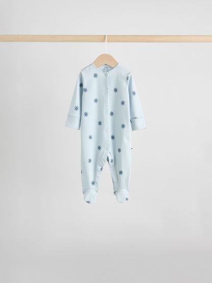 Blue 7 Pack Baby Footless Two Way Zip Sleepsuits 4 Pack Immediate