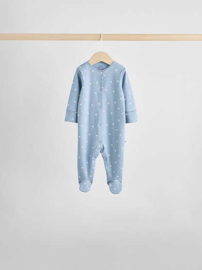Blue 7 Pack Baby Footless Two Way Zip Sleepsuits 4 Pack Immediate