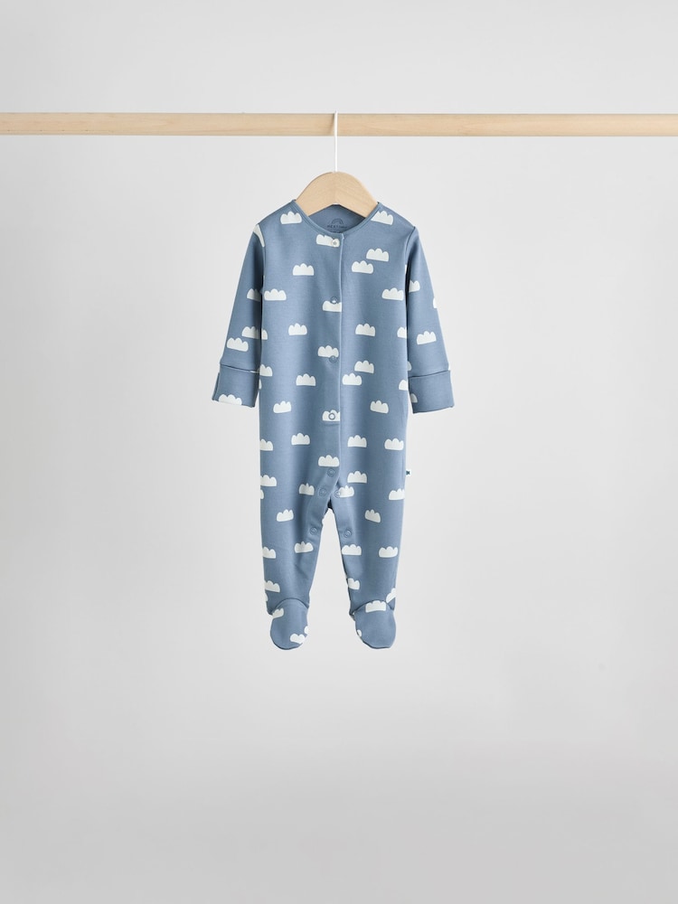 Blue 7 Pack Baby Footless Two Way Zip Sleepsuits 4 Pack Immediate