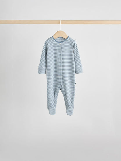 Blue 7 Pack Baby Footless Two Way Zip Sleepsuits 4 Pack Immediate