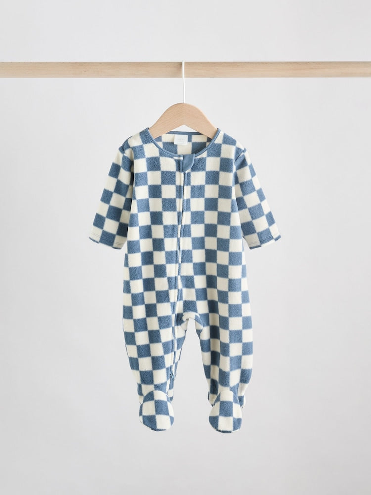 Blue Baby Micro Fleece Two Way Zip Sleepsuits 2 Pack Immediate