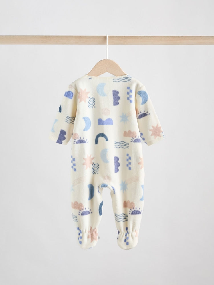 Blue Baby Micro Fleece Two Way Zip Sleepsuits 2 Pack Immediate