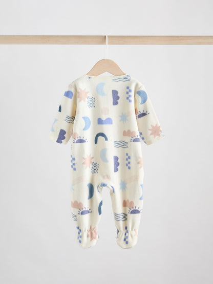 Blue Baby Micro Fleece Two Way Zip Sleepsuits 2 Pack Immediate