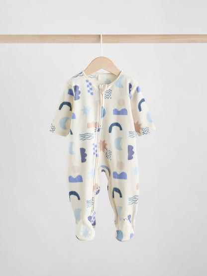 Blue Baby Micro Fleece Two Way Zip Sleepsuits 2 Pack Immediate