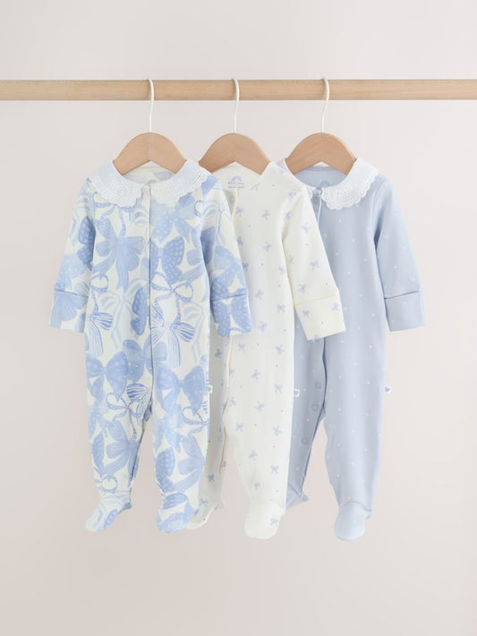 Blue Baby Sleepsuits 3 Pack (0mths-2yrs)