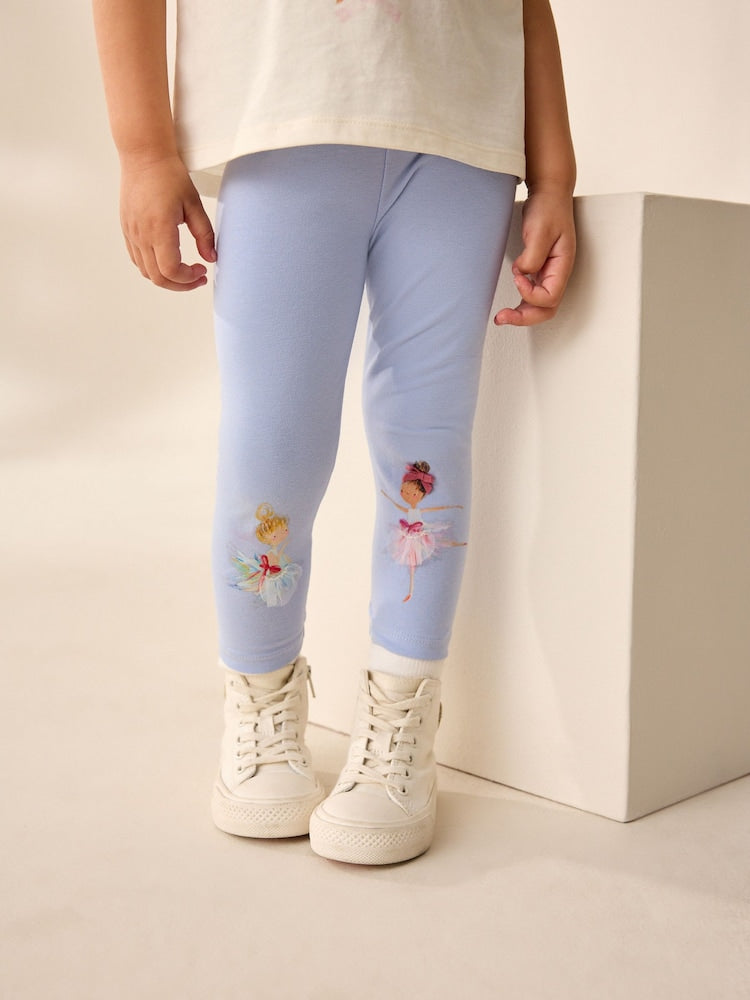 Blue Ballerina Knee Embellished Leggings (3mths-7yrs)