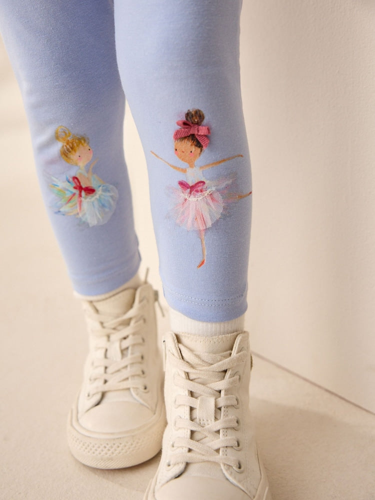 Blue Ballerina Knee Embellished Leggings (3mths-7yrs)